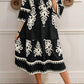 Western Geometric Print 3/4 Sleeve Loose Midi Dress