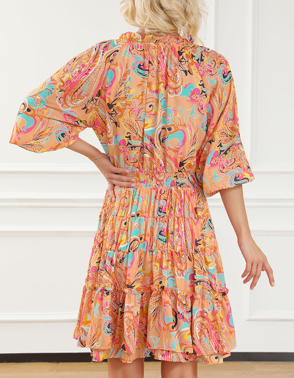 Paisley Print Frilled Mini Dress