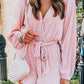 Ripped Surplice V Neck Bubble Sleeve Romper