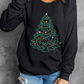 Rhinestone Christmas Tree Graphic Pullover Sweatshirt