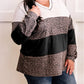 Leopard Print Colorblock V Neck Long Sleeve Plus Size Top