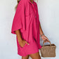 Half Button Collared Loose Romper