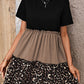 Leopard Print Colorblock Frill Trim T-shirt Dress