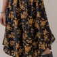 Printed Elastic Waist Button Decor Floral Ruffle Skirt