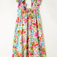 Floral Print Ruffled Sleeveless Midi Dress