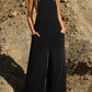 Solid Color Corduroy Wide Leg Bib Overalls