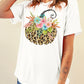 Floral Leopard Pumpkin Graphic Halloween T Shirt