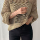 Solid Color Hollow Out Knitted Sweater