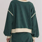 Color Contrast Loose Pullover and Lace-up Waist Skort Set