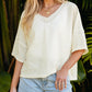 V Neck Textured Split Hem Oversized Top