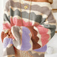 Wave Striped Balloon Sleeve Drop Shoulder Sweater
