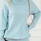 Ribbed Patch Pocket Cowl Neck Tunic Sweater