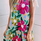 Flower Print Ruffled Loose Fit Sleeveless Mini Dress