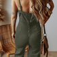 Seamed Zipper Spaghetti Strap High Waist Flared Jumpsuit