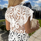Lace Crochet Hollow-out Flutter Sleeve T-Shirt