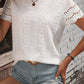 Eyelet Embroidery Scalloped Short Sleeve Top