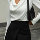 White Polo Neck Long Sleeve Blouse