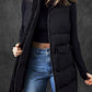 Windproof Longline Full Zipper Puffer Vest with Pockets