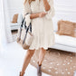 Lattice Texture Lace Splicing Tassel Tie Dress