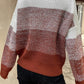 Color Block Drop Shoulder Ribbed Trim Sweater