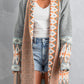 Aztec Print Open Front Knitted Cardigan