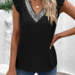 Contrast Sequin V Neck Flutter Sleeve Blouse