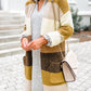 Stripe Colorblock Open Front Pocketed Cardigan
