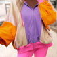 Oversized Colorblock Patchwork Full Zipped Hoodie