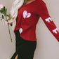 Heart Shape Bow Graphic V Neck Top
