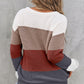 Color Block Knitted O-neck Pullover Sweater