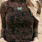 Western Rodeo Printed Mock Neck Long Sleeve Mesh Top