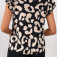 Leopard Ruffled Flutter Sleeve Split Neck Blouse