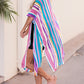 Multicolor Striped Print Oversized Kimono