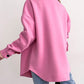 Solid Color Pocketed Button up Long Sleeve Shacket