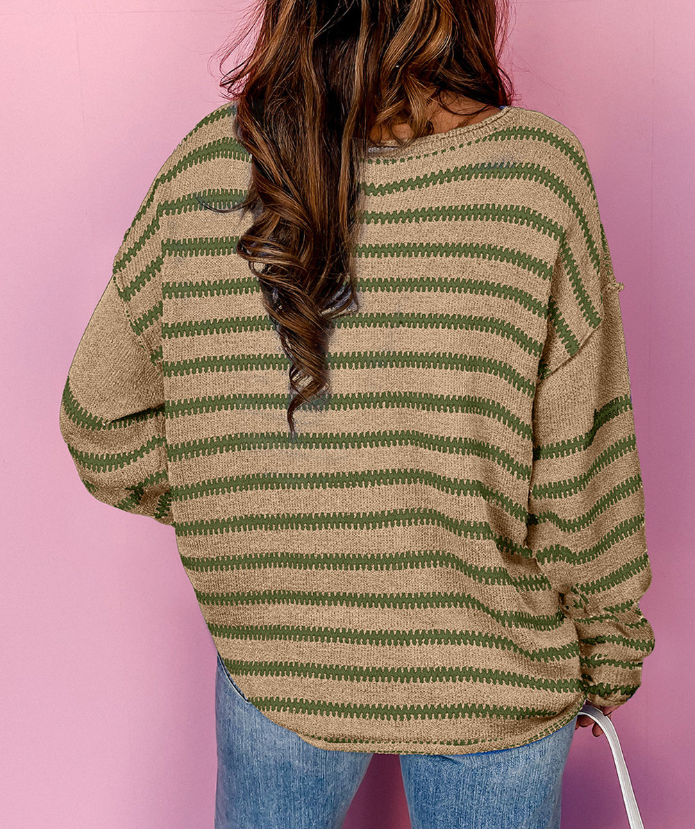 Stripe Drop Shoulder Casual Sweater