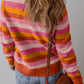 Color Block Ribbed Edge Round Neck Sweater