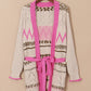 Geometric Cable Knit Pocketed Open Front Cardigan