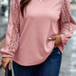 Plus Size Contrast Lace Sleeve Textured Knit Top