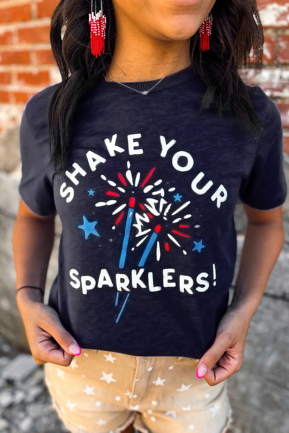 Shake Your Sparklers Graphic Print Short Sleeve T Shirt