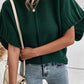 Mock Neck Batwing Short Sleeve Knit Sweater