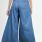 Mineral Wash Button Fly Waist Wide Leg Jeans