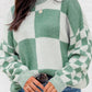 Checkered Print Drop Shoulder Sweater