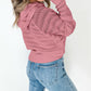 Pointelle Knit Raglan Sleeve Hooded Sweater