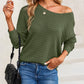 Textured Knit Round Neck Dolman Sleeve Sweater