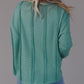 Green Seamed Stitching Waffle Knit Top