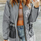Stitching Quilted Drawstring Jacket