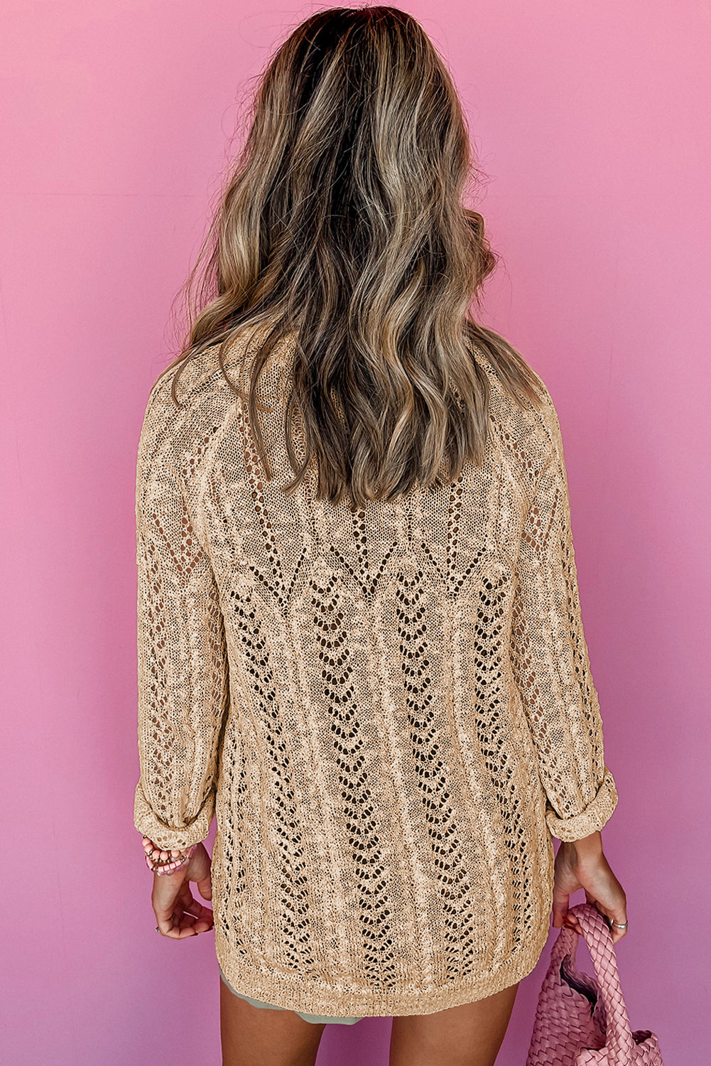 Solid Open Knit Cardigan