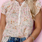 Plus Size Floral Mandarin Collar Blouse