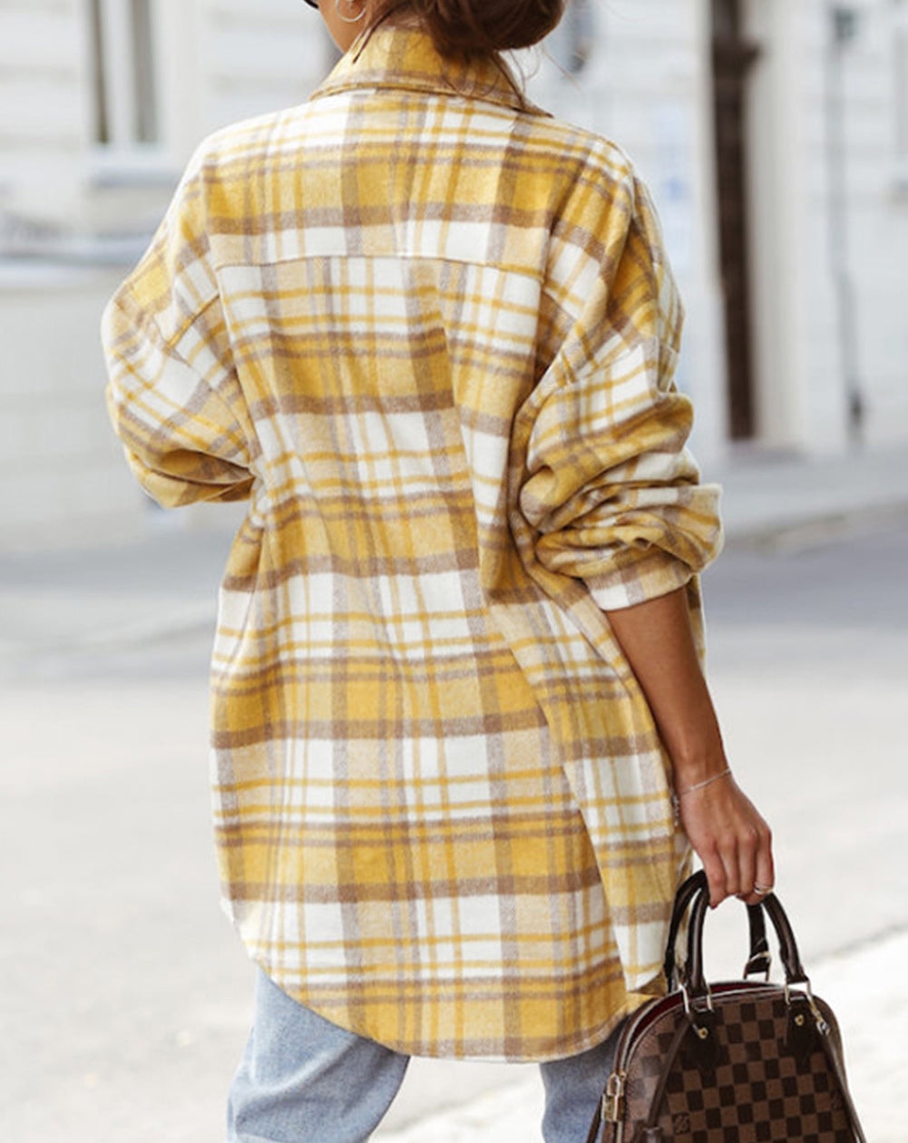 Plaid Flap Pocket Long Sleeve Shacket