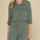 Roll up Sleeve Flap Pockets Drawstring Playsuit